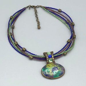 💐2/$15 Chico"s Multi Strand Bead Enamel Necklace